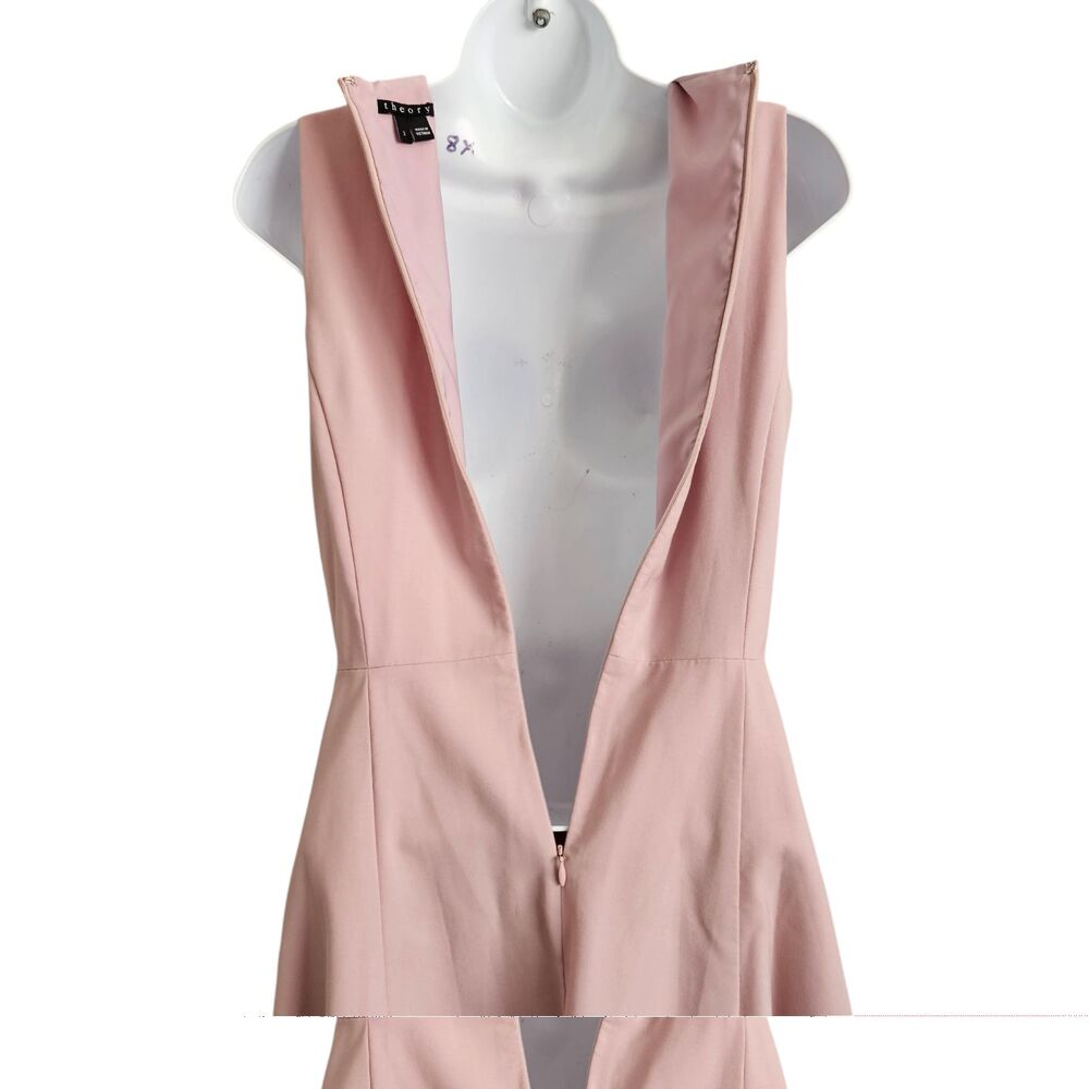 Theory Tillora Mini Dress Womens 2 Pale Pink Virgin Wool Sleeveless Matte - Picture 9 of 9